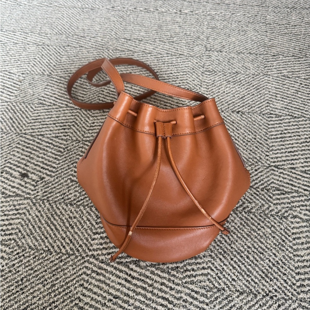 Jenni Kayne Mini Leather Bucket Bag in Saddle